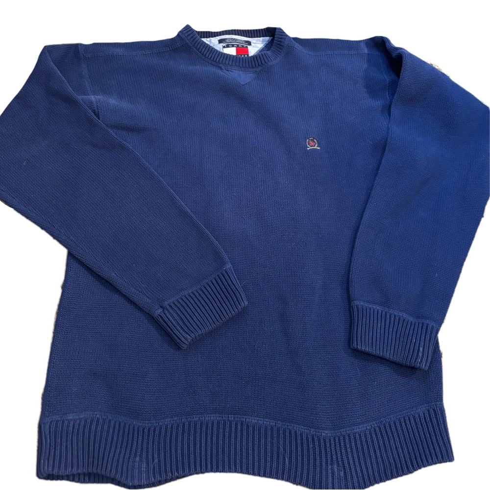 Tommy Hilfiger Men's Navy Crewneck Sweater Vintage Style